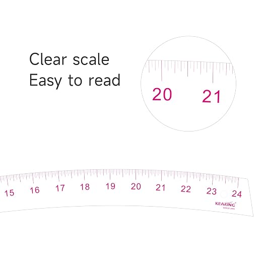 KEARING 24inch Clear Hip Curve Ruler for Sewing, Plastic Vary Form Curve, Sandwich Line Scale, French Measuring Curve for Sewing Quilting, Transparent Fashion Designer's Ruler