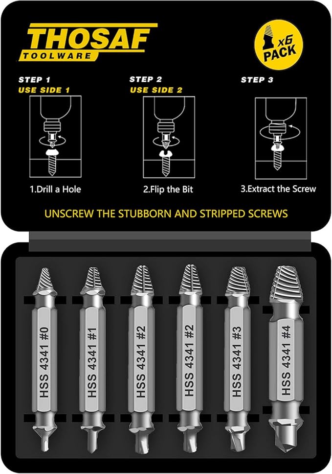 Gifts for Men,THOSAF Damaged Screw Extractor Set,Fathers Day Gifts for Dad from Daughter Son,Mens Gifts for Dad,Husband,Stripped Screws Bolt Drill Bit Tools for Easy Removal of Rusty Broken Screw