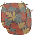 Lunarable Fall Leaves Chair Seating Cushion Set of 2, Large Leaf Silhouettes in Earth Tones, Anti-Slip Seat Padding for Kitchen & Patio, 16"x16", Paprika Multicolor