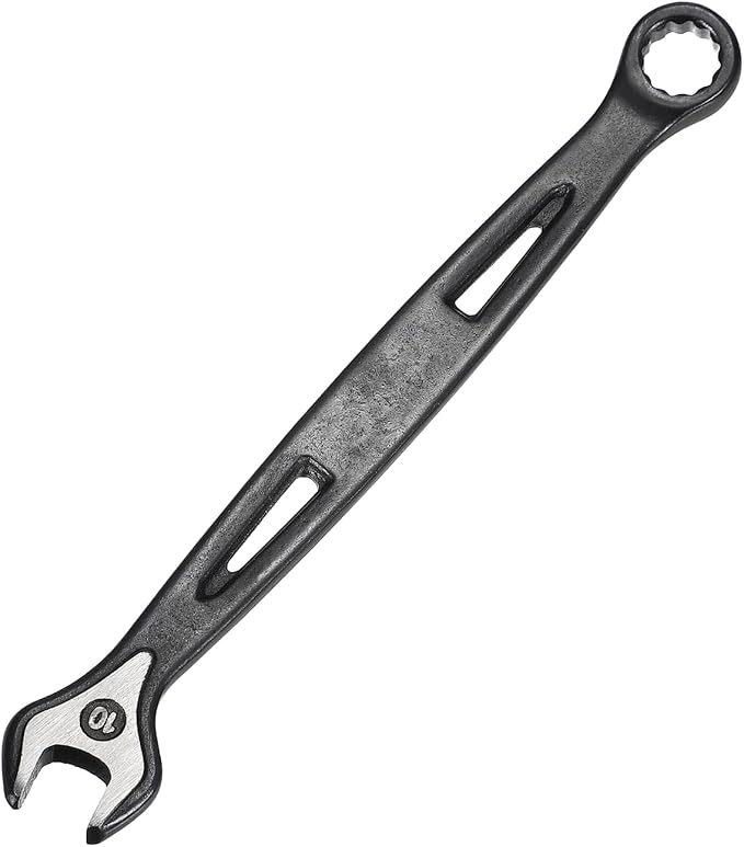 HARFINGTON Combination Wrench 10mm Metric Extra Long 12-Point Box and Open End Carbon Steel Double Ended Industrial Grade Spanner for Automotive Furniture Machinery DIY Repair, Black
