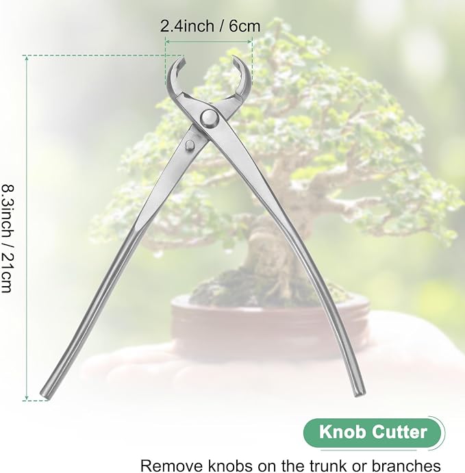 M METERXITY Bonsai Tool - 8.3 Inch Stainless Steel Knob Cutter, Bonsai Tree Plants Modeling Tools, Applying to Gardening Pruning Knobs/Tumors (210mm, Silver)