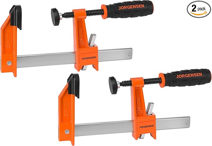 Jorgensen 6-Inch Bar Clamp Set, Heavy Duty Steel Bar Clamps for Woodworking, Wood Clamps with 1000 lbs Load Limit, 2-Pack