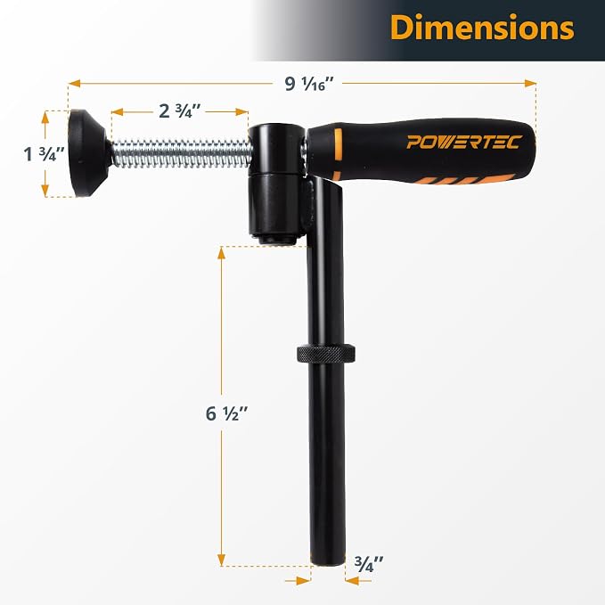 POWERTEC 71774-P2 180° Variable Screw Clamp, Quick-Acting Swivel, Fits 3/4" Bench Dog Holes, Woodworking Clamps Series - 2 Pack