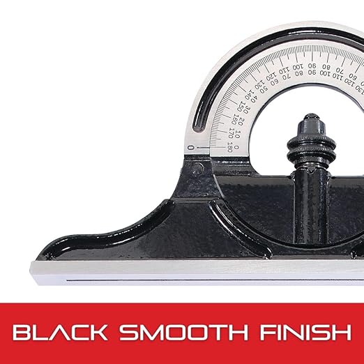 Starrett Protractor Head for Combination Squares, Combination Sets and Bevel Protractors - Reversible Head, Black Smooth Finish - PR-1224S