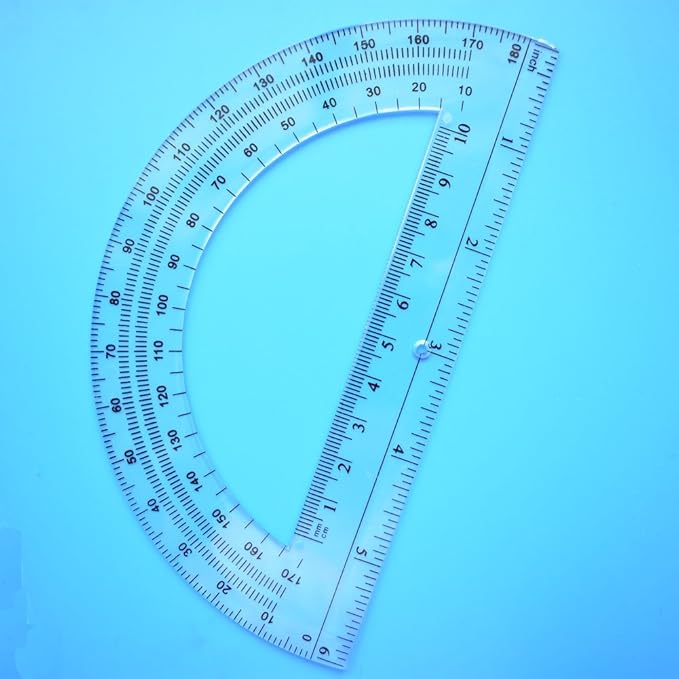 Leline's Plastic Protractor, 6 inch Student Math Protractors, Pack of 2, Clear