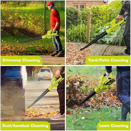 Leaf Blower Cordless 21V Electric with 2 Batteries and Charger Lightweight