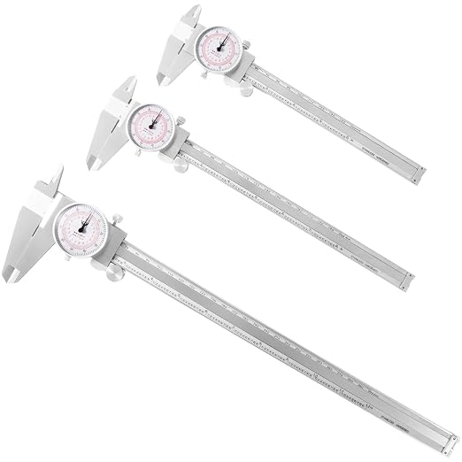 PECtools 12 Inch Dial Caliper, DIN 862 Double Dial Inch/Metric Caliper, 0-300mm, 0.001"/0.02mm Resolution, Stainless Steel, Shock Resistant, with Case