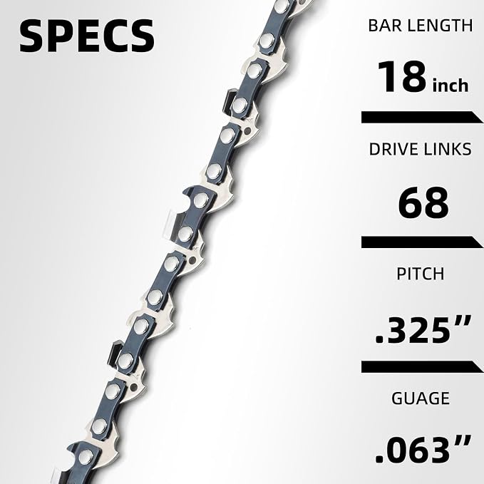 4 Pack 18 Inch Chainsaw Chain Fit Stihl 68 Drive Links .063" Gauge .325" Pitch Fit Stihl 025, MS250, MS251 (PRE 2023 .063" Gauge), MS 231, MS 241, Oregon, Husqvarna and more