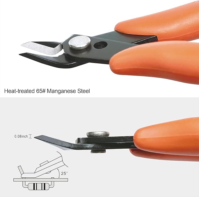 KATA Micro Wire Cutters Pliers: Precision Flush Cutter Tool for Jewelry Making, Hobby Models, Gundam, Electronics - 2-Pack Small Zip Tie Cutter Nippers - Mini Side Cutting Snips with Ergonomic Handle