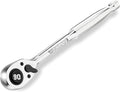 WORKPRO 3/8-Inch Drive Low-Profile Ratchet, 90-Tooth Ratchet Wrench | Quick-Release Socket Wrench for Men Women, Reversible, 4° Swing, CR-MO Compact Drive Head, Full Polished