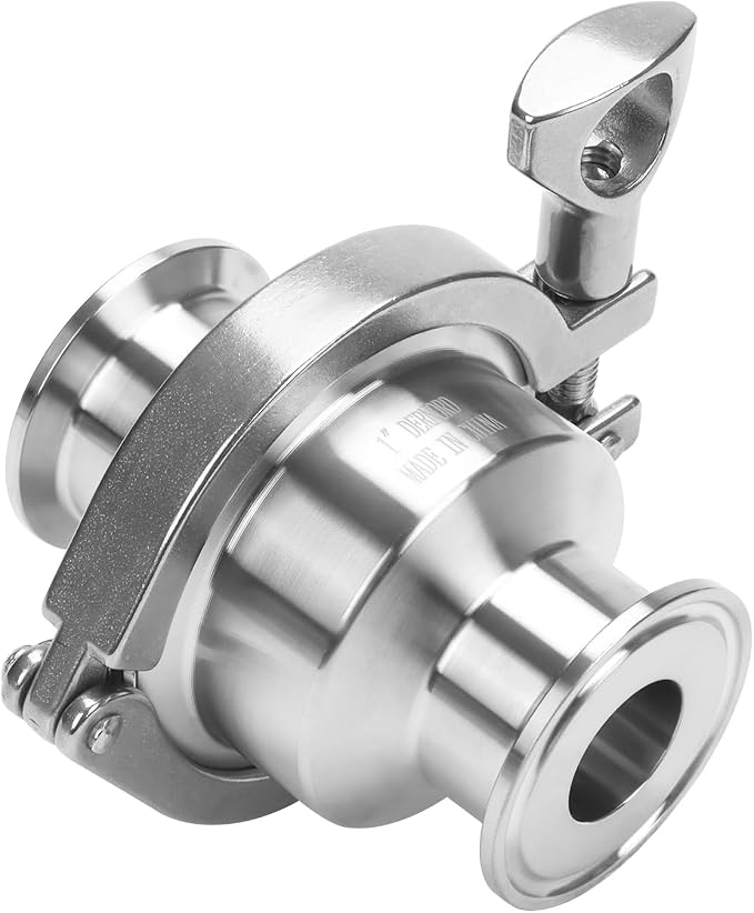 DERNORD Sanitary Check Valve - One Way Flow - 1.5" Tri Clamp Style, Stainless Steel 304, FKM Gasket (1 Inch Tube OD)