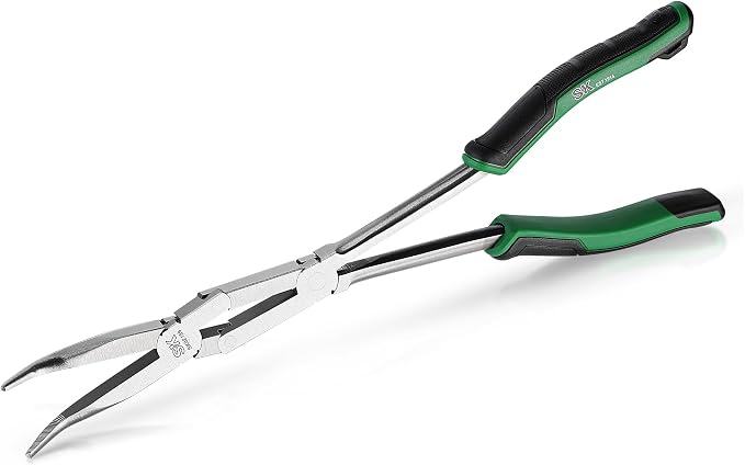 SK 13'' Long Needle Nose Pliers, Double Compound 45° Bent Nose Pliers