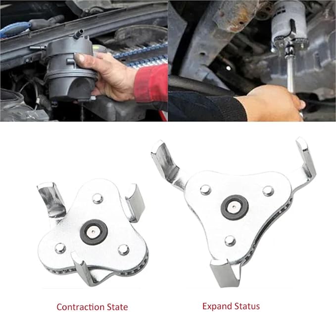 Oil Filter Wrench 4pcs Universal Adjustable Oil Filter Wrench - 3-Jaw Install/Removal Tool