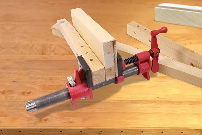 BESSEY PC12-2, 1/2 In. Traditional Style Pipe Clamps - Incredibly Versatile, Easy To Assemble, Indespensable Workshop Clamp For Woodworking, Carpentry, Home Improvement, and DIY Projects
