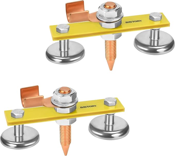 BAYTORY Upgrade Magnetic Welding Support Ground Clamp Tools, 2-Piece Twin Welding Magnet Head, Strong Magnetism Large Suction, Copper Tail Welder Stability Clamps