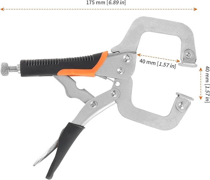 HOZEON 3 PCS 6 Inch C Clamp Locking Pliers, Heavy Duty Welding C Clamp Pliers with Swivel Pads, Vise Grip Locking Pliers Face Clamps for Woodworking, Welding, Building