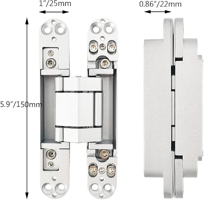 Concealed Door Hinges Heavy Duty Invisible Hidden Hinges 3-D Adjustable - 1 Pair