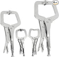 4Pcs C Clamp Locking, 2Pcs 6 inch, 9 inch, 11 inch Heavy Duty Welding Clamps Pliers Set Vise Grip Clamps with Swivel Pad for Electrician Maintenance, Wood Working, Welding Craftsmen Home Workshop Farm