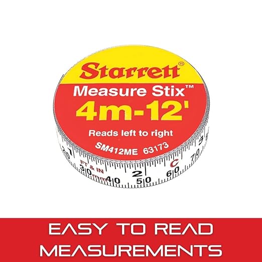 Starrett Tape Measure Stix with Adhesive Backing - Mount to Work Bench, Saw Table, Drafting Table - 1/2" x 12', English Metric, Left-Right Reading - SM412ME