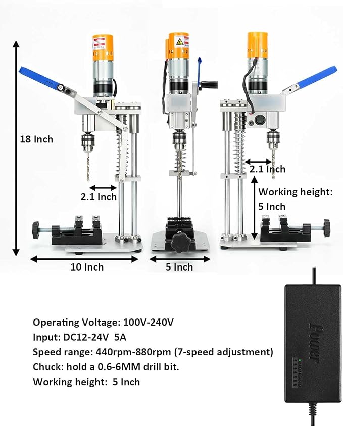 Mini Drill Press Table Compact And Portable Enhanced Model With High Torque, 440–880 Rpm Ideal For Woodworking, Pen Making, Metalworking, Epoxy Projects, Jewelry Making, Diy Crafts, Handicrafts