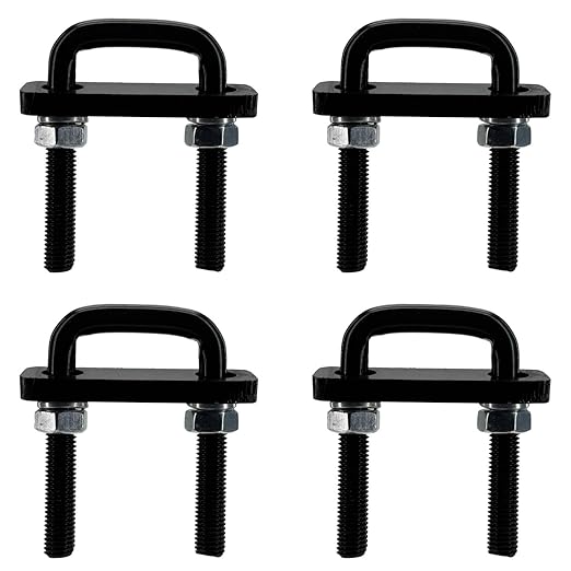 4 Pack Square U-Bolt for Trailer- Fits 2.0 Inch Wide Leaf Springs, Galvanized Steel Clamp Set, Secure Fit for Truck, Boat and Trailers, Black