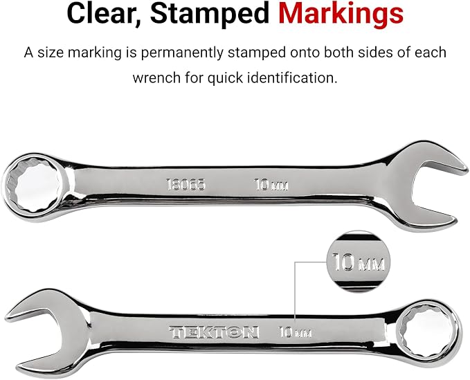 TEKTON Stubby Combination Wrench Set, 14-Piece | WCB90402 | 6 - 19 mm
