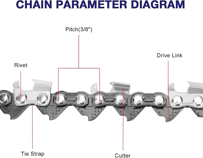 4 Pack Chainsaw Chain for 20 Inch Bar, .325" Pitch, .050'' Gauge, 80 Drive Links Fits Husqvarna 450 Rancher Craftsman Jonsered and more