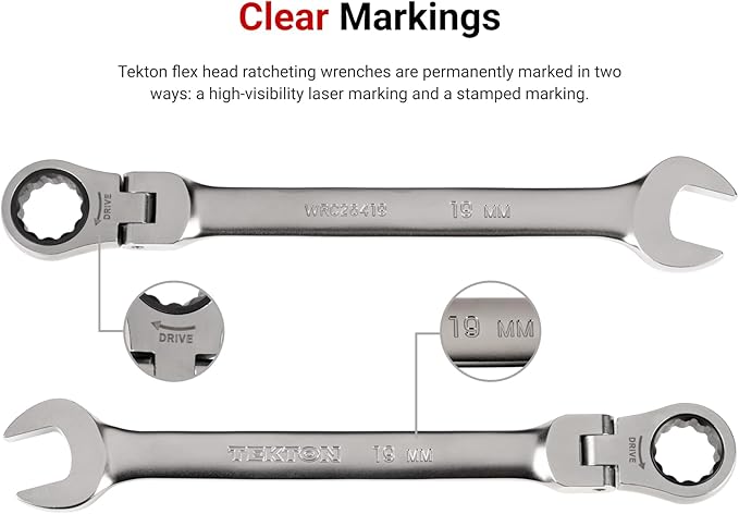 TEKTON Flex Head Ratcheting Combination Wrench Set, 14-Piece | WRC95302
