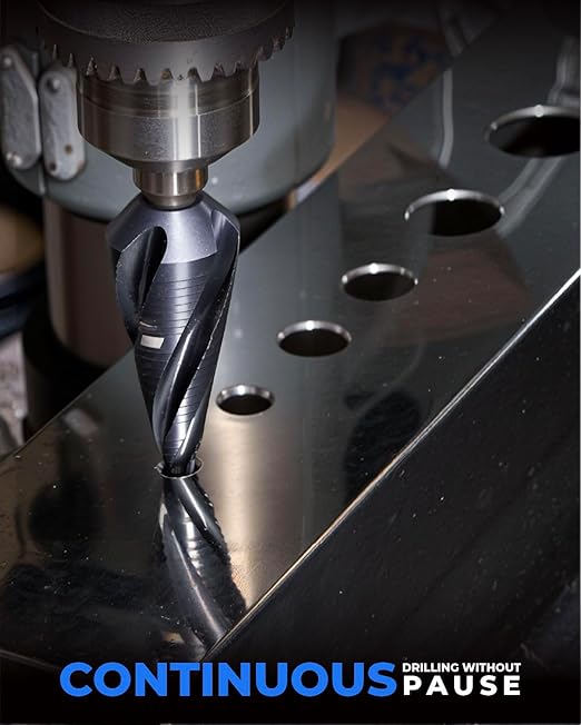 toolant Four Spiral Flute Cobalt Step Drill Bit(Pro), 1/4"-1-1/8" Impact Ready Unibit Step Drill Bit, 1/4" Hex Shank Step Bit for Metal, Stainless Steel, Aluminum, Plastic