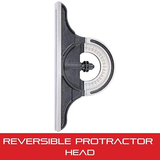 Starrett Protractor Head for Combination Squares, Combination Sets and Bevel Protractors - Reversible Head, Black Wrinkle Finish - PR-1224W