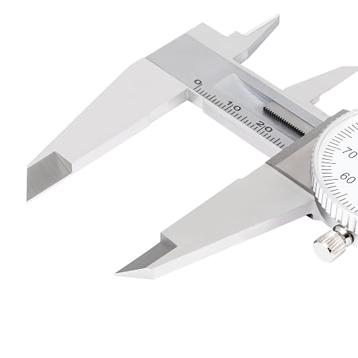 PEC Dial Caliper 0-200mm, Stainless Steel Precision Measuring Tool with Shock-Proof Dial, High Accuracy ±0.04mm