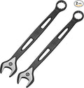 HARFINGTON 2pcs Combination Wrench 32mm Metric Extra Long 12-Point Box and Open End Carbon Steel Double Ended Industrial Grade Spanner for Automotive Furniture Machinery DIY Repair, Black