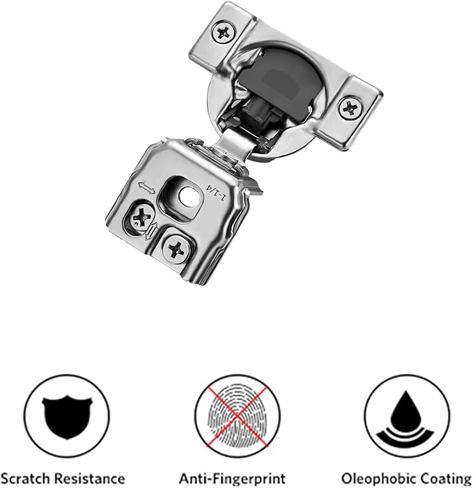 Ravinte 50 Pack 1-1/4 inch Overlay Cabinet Hinges - Soft Close, Hidden Door, Stainless Steel, Adjustable, Satin Nickel