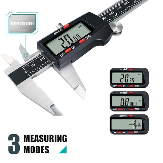 Kynup Digital Vernier Caliper, Caliper Measuring Tool, Outside Micrometer Dial Caliper with Stainless Steel, Large LCD Screen, Auto - Off Feature, Inch Metric Fraction Conversion (6Inch/150mm)
