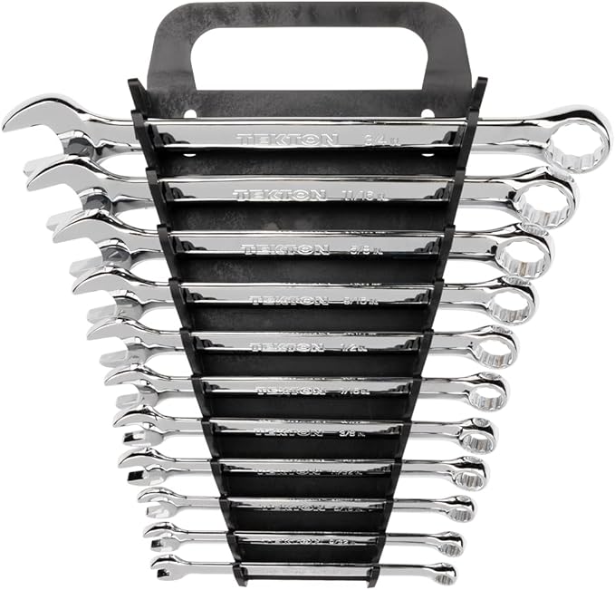 TEKTON Combination Wrench Set, 11-Piece (1/4-3/4 in.) - Holder | WCB91101 | (1/4 - 3/4 in.), Wrench Holder, Chrome Finish