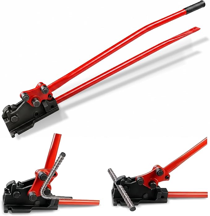 Rebar Bender/Cutter 2 in 1 Metal Tool, Manual Removable Rebar Shears and Bending Machine, cuts and bends rebar up to 5/8" for Construction Site and Home-use, Red