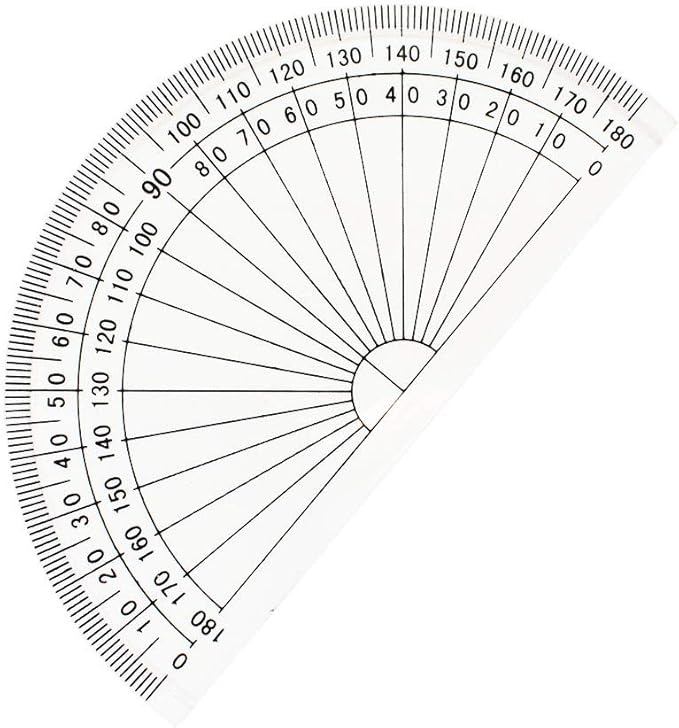 Leline's Plastic Protractor, 4 inch Student Math Protractors, Pack of 2, Clear
