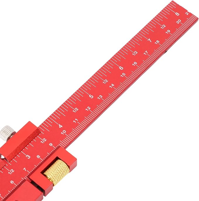 Woodworking Ruler Set, 9Pcs Aluminum Alloy Geometry Set Precision Measuring Tools for Accurate Layout Includes T Square Ruler, Compasses, Protractor, and Dovetail with