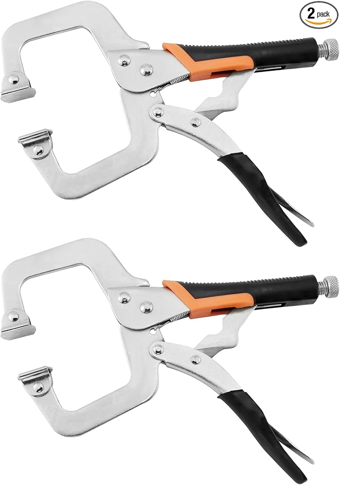 14-Inch C-Clamp Locking Pliers,Heavy Duty Vise Grip Welding Clamp With Swivel Pads for Woodworking,Home,Metalworking,Auto Repair(2 Pack)