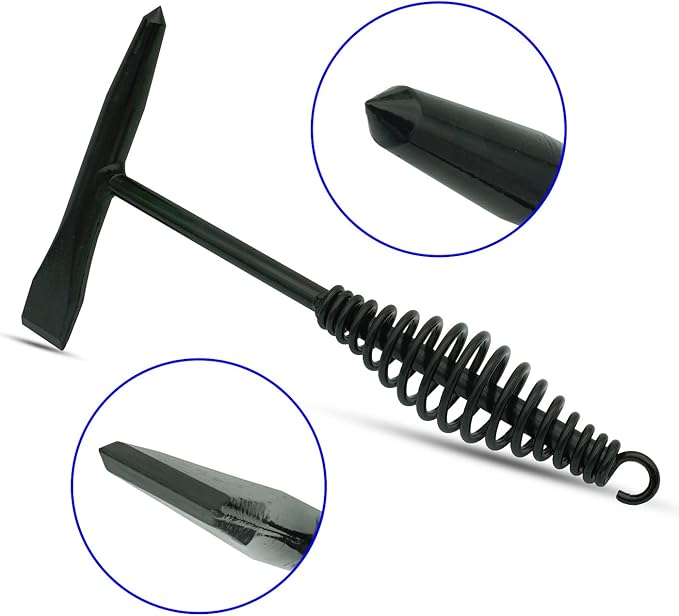 VASTOOLS Welding Chipping Hammer with Coil Spring Handle,10.5",Cone and Vertical Chisel, Cone and Cross Chisel, 10" Wire Brush
