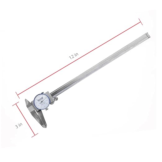 Fowler 52-008-712-0 Premium Dial Caliper with 0-12" Measuring Range, Dial Caliper with Knurled Lock, ±0.002" Accuracy, Case Included, Solid Stainless Steel