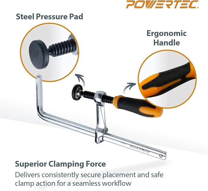 POWERTEC 110" Track Saw Guide Kit for DeWalt, Includes 2PK 55" Guide Rails, 1PK Guide Rail Connector, and 2PK 7" Track Saw Clamps (72059)