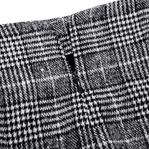 IDEALSANXUN Plaid Skirts for Women Fall Winter Knee Length Pencil Wool Skirt with Slit