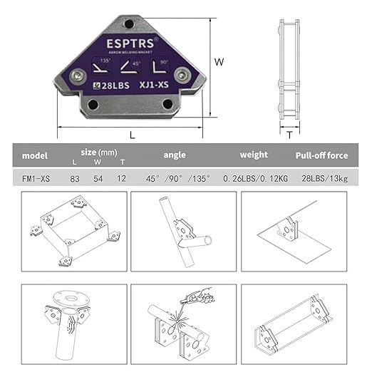 Arrow Welding Magnet, Purple, Metal Construction, 28 LBS Holding Capacity, Multi-Angle Positioning Tool for Welding