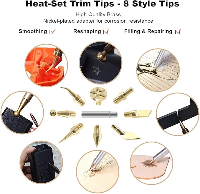 90W Digital Soldering Iron Heat Set Insert Tool with Extra Soldering Tips, Heat Set Insert Tips, and Threaded Inserts Heat Insert Brass Nuts