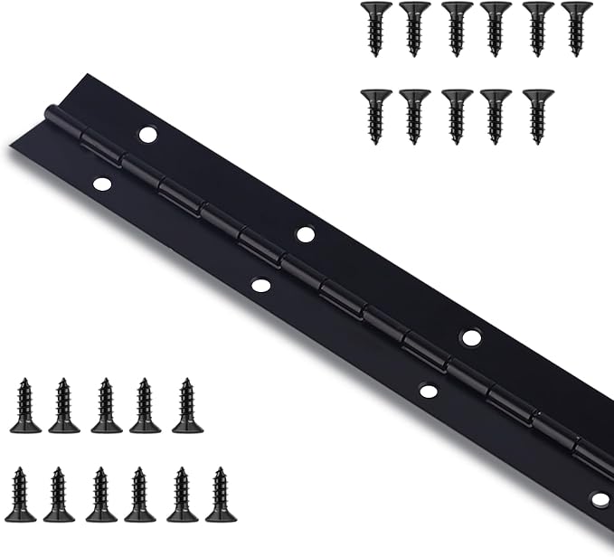 Heavy Duty Piano Hinge 36 Inch Long x 1.2 Inch Open Width Stainless Steel Black Continuous Hinge for Cabinet, Door, DIY Wood Boxes, 0.047" Leaf Thickness