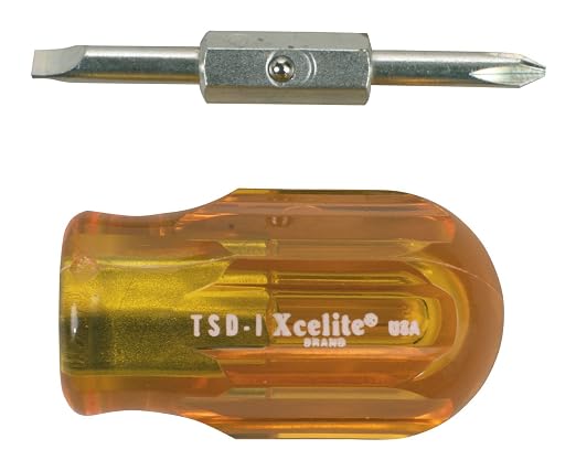Xcelite TSD1V Two-in-One Slotted Stubby Screwdriver, 3/16" Head, 1-1/4" Blade Length