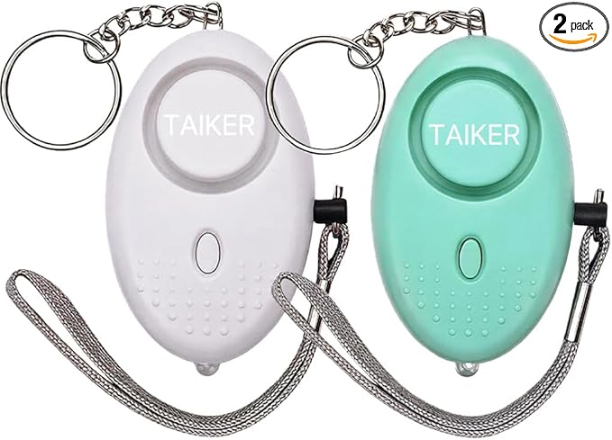 Personal Alarm for Women 140DB Emergency Self-Defense Security Alarm Keychain with LED Light for Women Kids and Elders-2 Pack (Aqua Marine & White)