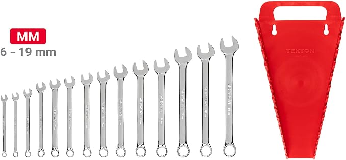 TEKTON Combination Wrench Set, 14-Piece | WCB92201 | 6 - 19 mm, Holder
