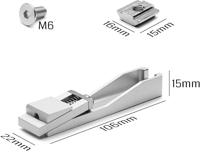 Genmitsu Upgrade CNC Router Vise Clamp for Large Woodworking & Metalworking Project, Low Profile Aluminum Toe Clamp, Size 4.2" x 0.9" x 0.6" (106mm x 22mm x 15mm), 2PCS